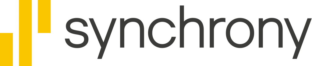 Synchrony financing logo in black and yellow